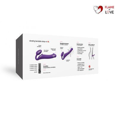 Безремінний страпон з вібрацією Strap-On-Me Vibrating Violet XL, діам. 4,7см, пульт ДК, регульований