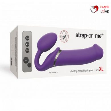 Безремінний страпон з вібрацією Strap-On-Me Vibrating Violet XL, діам. 4,5 см, пульт ДК, регульовани