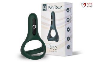 Подвійне ерекційне кільце Fun Town Rise Turquoise, керування зі смартфона