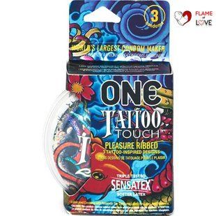 Набір презервативів з рельєфом у вигляді татуювання ONE Tattoo Touch (ціна за упаковку, 3 шт)