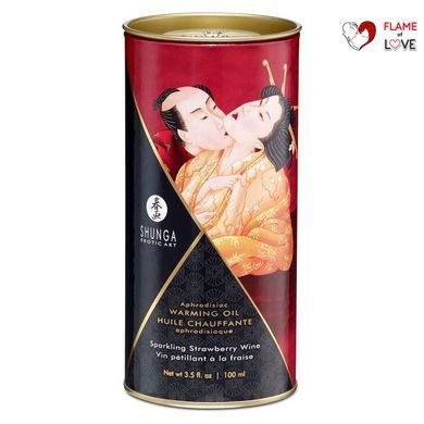 Розігрівальна олія Shunga Aphrodisiac Warming Oil &ndash; Sparkling Strawberry Wine (100 мл) без цукру