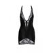 Вінілова міні-сукня L F283 Noir Handmade, з мереживом, чорна - 4