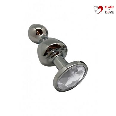 Металева анальна пробка Wooomy Lollypop Double Ball Metal Plug M, діаметр 3,1 см, довжина 9,4 см