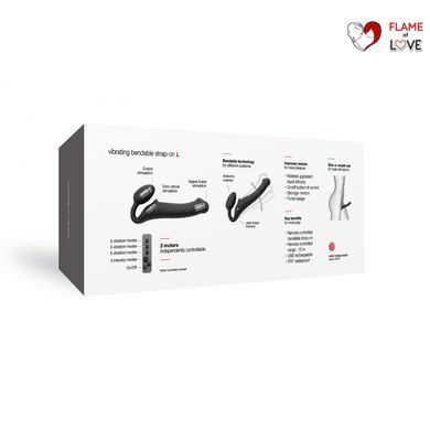 Безремінний страпон з вібрацією Strap-On-Me Vibrating Black L, діаметр 3,7см, пульт ДК, регульований