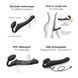 Безремінний страпон з вібрацією Strap-On-Me Vibrating Black L, діаметр 3,7см, пульт ДК, регульований - 3