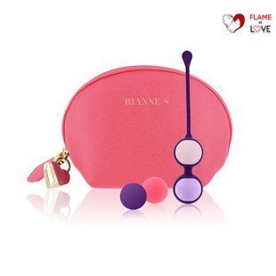 Набір вагінальних кульок Rianne S: Pussy Playballs Coral, маса 15, 25, 35, 55г, моноліт, косметичка