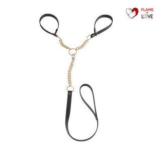 Наручники з повідцем Indiscrets MAZE - T-Restraints Black, One Size