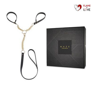 Наручники з повідцем Indiscrets MAZE - T-Restraints Black, One Size