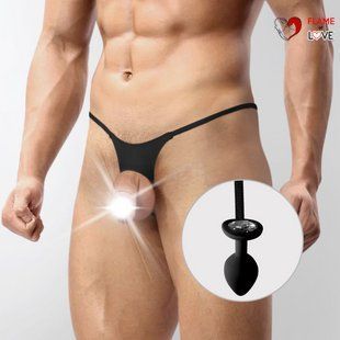 Чоловічі труси XS-2XL із силіконовою анальною пробкою Art of Sex - Joni plug panties size M Black