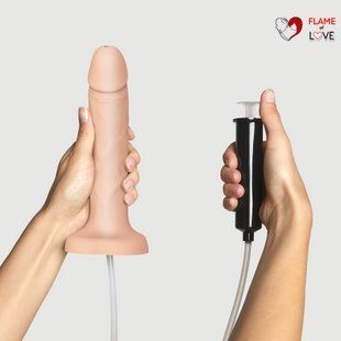 Фалоімітатор, що кінчає Strap-On-Me Squirting Cum Dildo Realistic Vanilla, діам. 3,5 см, силікон