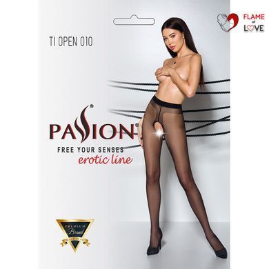 Колготки з відкритим доступом, контрастна лінія Passion TIOPEN 010 3/4 (20 den), black