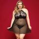 Сорочка бебі-дол JSY &laquo;Пристрасна Ліліт&raquo; Plus Size, Black, халтер, дрібна сітка, мереживо, стрінги - 1