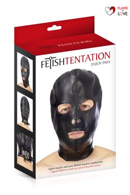 Капюшон для БДСМ з відкритими очима і ротом Fetish Tentation Open mouth and eyes BDSM hood