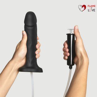 Фалоімітатор, що кінчає Strap-On-Me Squirting Cum Dildo Realistic Black, діам. 3,9 см, силікон