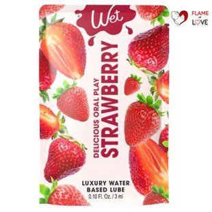 Пробник/Лубрикант їстівний зі смаком полуниці WET STRAWBERRY, 3 мл
