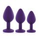 Набір силіконових анальних пробок із кристалом Rianne S: Booty Plug Set Purple, діаметр 2,7см, 3,5см - 4