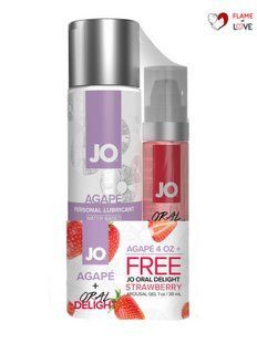 Комплект JO GWP &mdash; Agape 120 ml & Oral Delight &mdash; Strawberry 30 мл