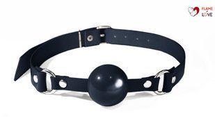 Кляп силіконовий Feral Feelings Silicon Ball Gag Black/Black, чорний ремінець, чорна кулька
