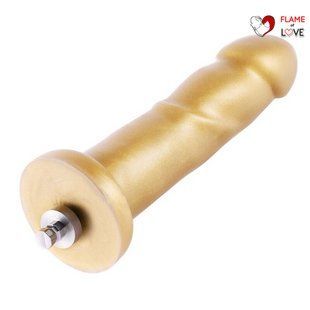 Золотий фалоімітатор Hismith 6.8&Prime; Golden Silicone Dildo, система KlicLok