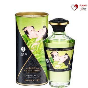 Розігрівальна олія Shunga Aphrodisiac Warming Oil &ndash; Midnight Sorbet (100 мл) без цукру, смачна