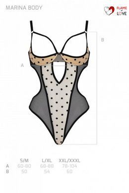 Еротичне боді Passion MARINA BODY, XXL/XXXL, beige, з відкритими чашками