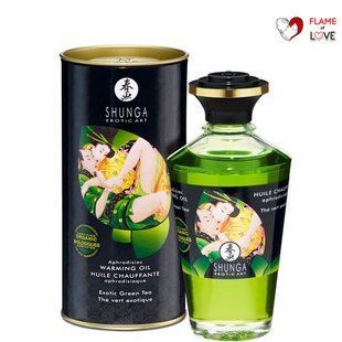 Органічна розігрівальна олія Shunga Aphrodisiac Warming Oil &ndash; Exotic green tea (100 мл) без цукру
