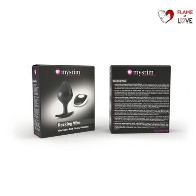 Силіконова анальна пробка Mystim Rocking Vibe з вібрацією і пультом для електростимулятора, 3,7 см