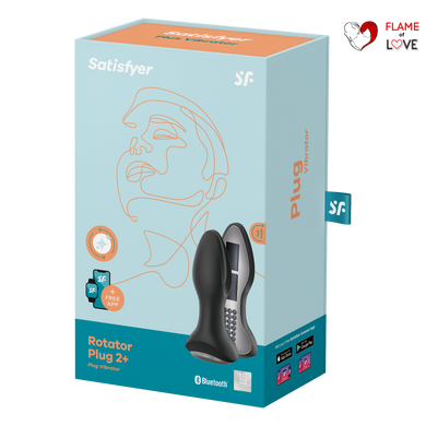 Анальний смарт вібратор Plug 2+ вібрація + імітація римінгу колір: чорнийSatisfyer (Німеччина)