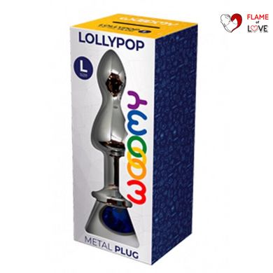 Металева анальна пробка Wooomy Lollypop Double Ball Metal Plug Blue L діаметр 3,5 см, довжина 10,5см