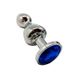 Металева анальна пробка Wooomy Lollypop Double Ball Metal Plug Blue L діаметр 3,5 см, довжина 10,5см - 1