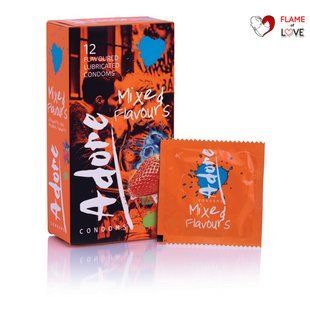 Презервативи оральні з різними уподобаннями Pasante Adore Mixed Flavours різнокольорові (ціна за 12 шт)
