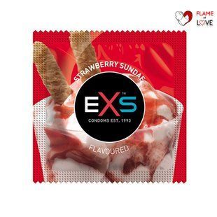 Презервативи зі смаком полуничного морозива EXS Flavoured Strawberry Sundae веганські (ціна за 5 шт.)