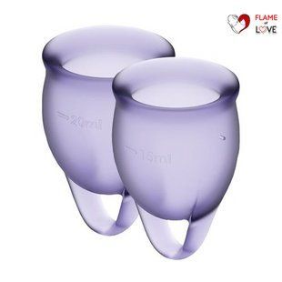 Набір менструальних чаш Satisfyer Feel Confident (lila), 15мл та 20мл, мішечок для зберігання