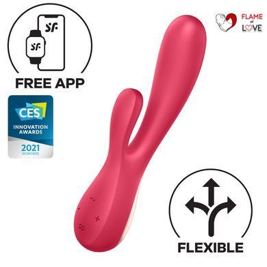 Смарт вібратор-кролик Satisfyer Mono Flex Red, 2 мотори, керування через інтернет