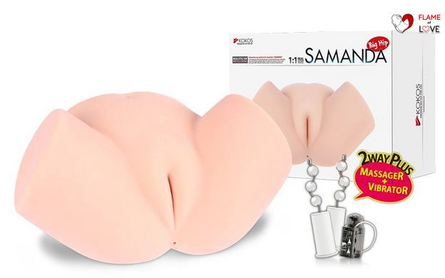 Мастурбатор полуторс Kokos Samanda Deluxe с вибрацией и массажем, два входа: вагина и попка