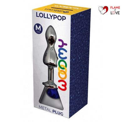 Металева анальна пробка Wooomy Lollypop Double Ball Metal Plug Blue M діаметр 3,1 см, довжина 9,4 см