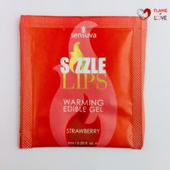 Пробник масажного гелю Sensuva - Sizzle Lips Strawberry (6 мл)