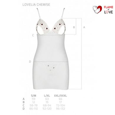 Сорочка з вирізами на грудях, стрінги Passion LOVELIA CHEMISE L/XL, white