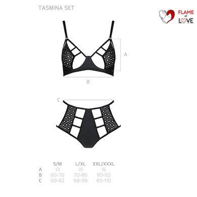 Комплект білизни Passion TASMINA SET S/M black, ліф, високі трусики з корсетом ззаду
