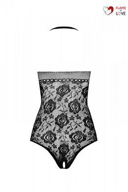 Бодістокінг з імітацією корсетної шнурівки Passion BS094 One Size, white, квітковий візерунок, з дос