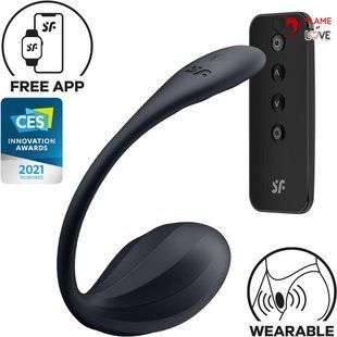 Смарт-віброяйце Satisfyer Ribbed Petal Connect App Black, керування зі смартфона, пульт ДК