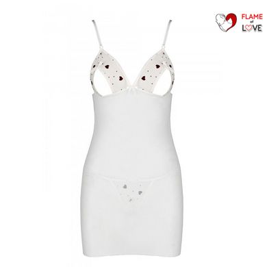 Сорочка з вирізами на грудях, стрінги Passion LOVELIA CHEMISE S/M, white