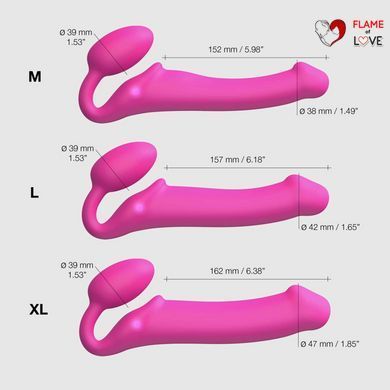 Безремінний страпон з вібрацією Strap-On-Me Vibrating Fuchsia M, діаметр 3,8 см, пульт ДК, регульований
