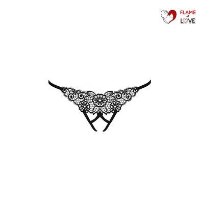 Трусики мереживні з доступом Passion Exclusive VIOLANTE THONG L/XL, black