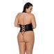 Боді з екошкіри Passion NANCY BODY 4XL/5XL black, з імітацією шнурівки та відкритим доступом - 2