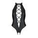 Боді з екошкіри Passion NANCY BODY 4XL/5XL black, з імітацією шнурівки та відкритим доступом - 3