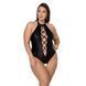 Боді з екошкіри Passion NANCY BODY 4XL/5XL black, з імітацією шнурівки та відкритим доступом - 1
