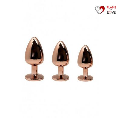 Металева анальна пробка Wooomy Tralalo Rose Gold Metal Plug Magenta L, діаметр 4 см, довжина 9 см