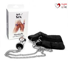 Наручники з металевою анальною пробкою Art of Sex Handcuffs with Metal Anal Plug size M Black