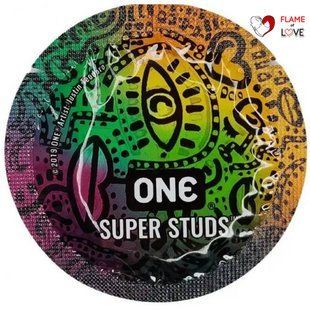 Набір латексних презервативів One Super Studs із точковим рельєфом (ціна за 5 шт.)